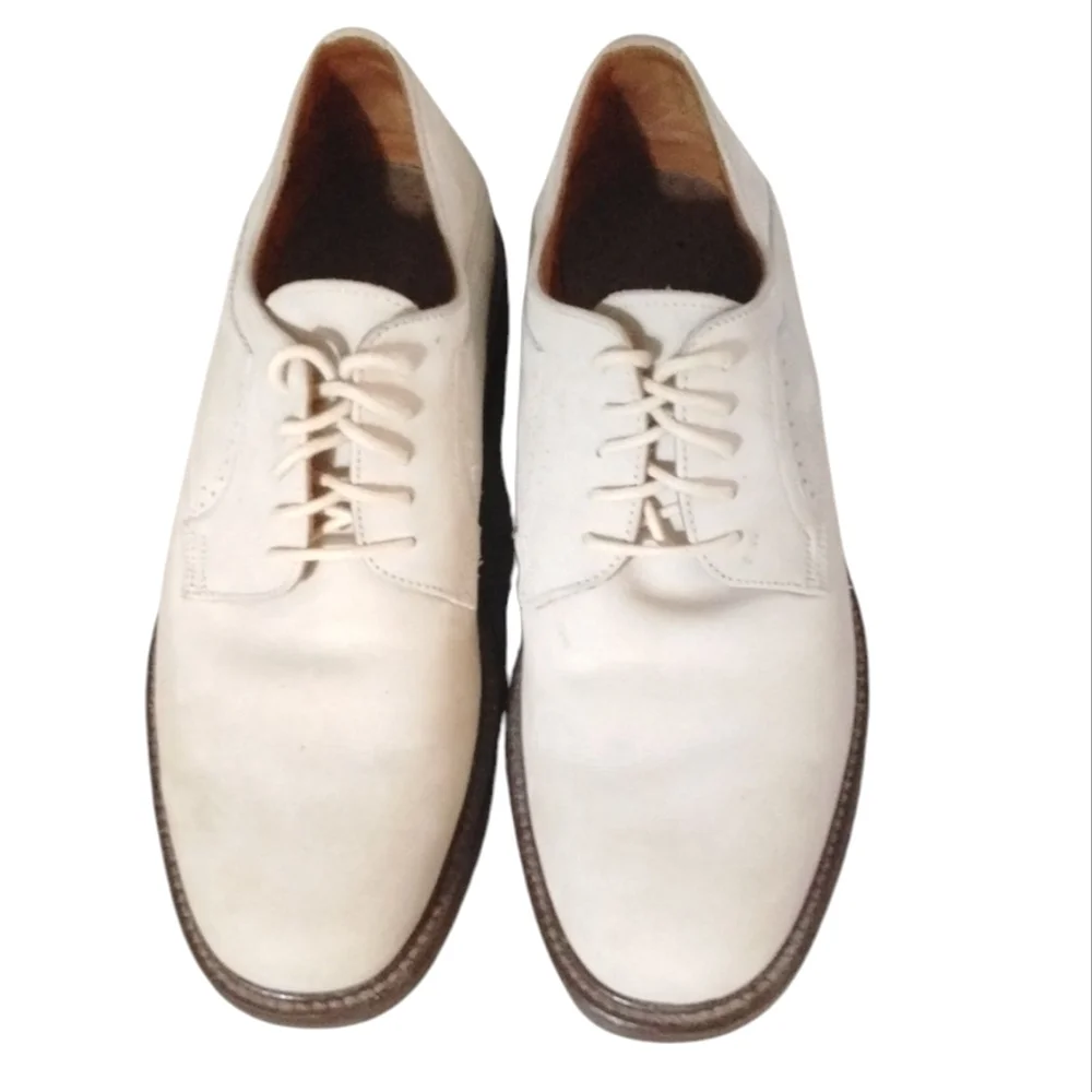 Johnston & Murphy Cream Oxfords Classic Lace Up Leather Shoe Size 9 M